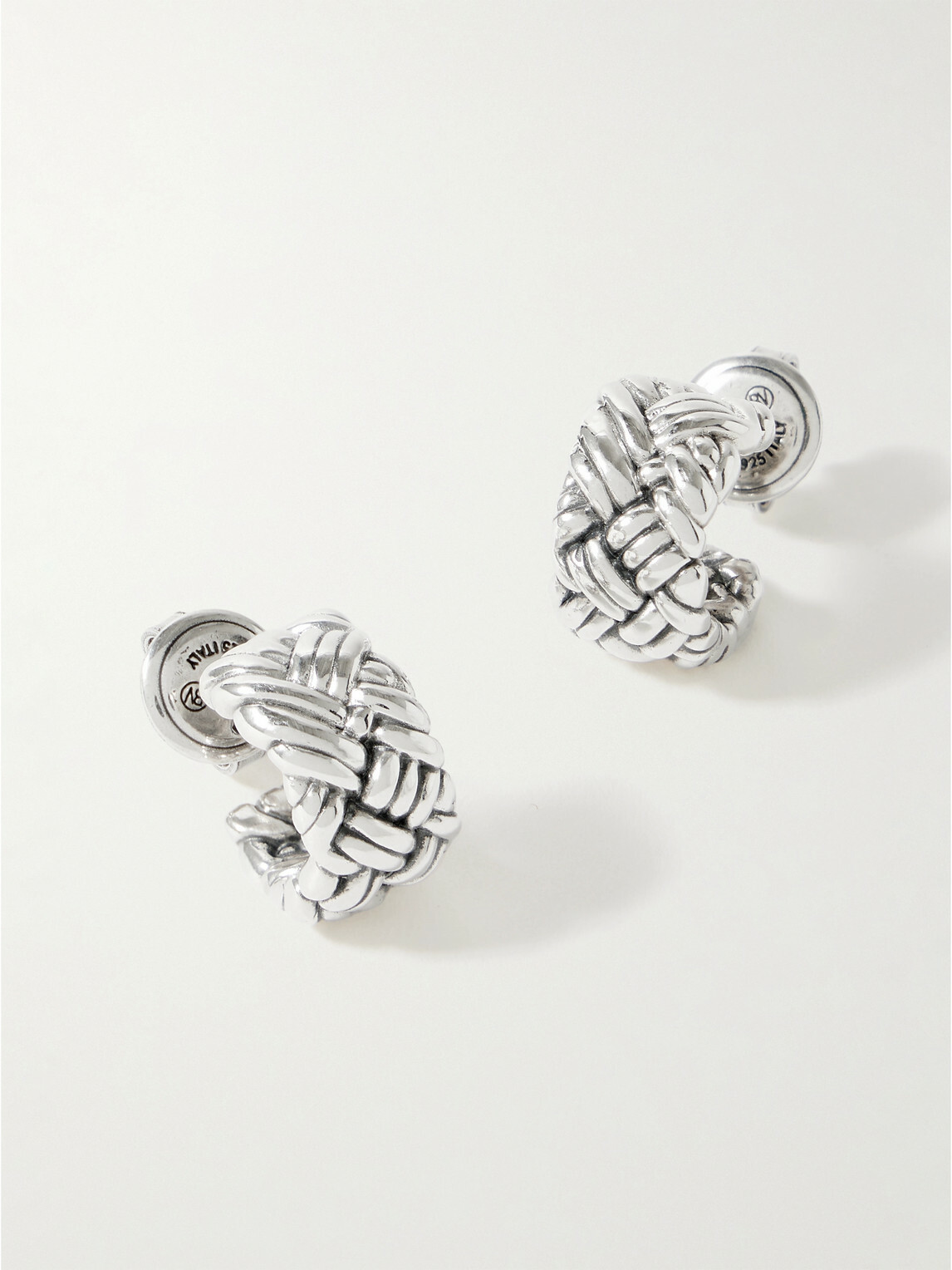 Bottega Veneta - Intrecciato Small Sterling Silver Earrings