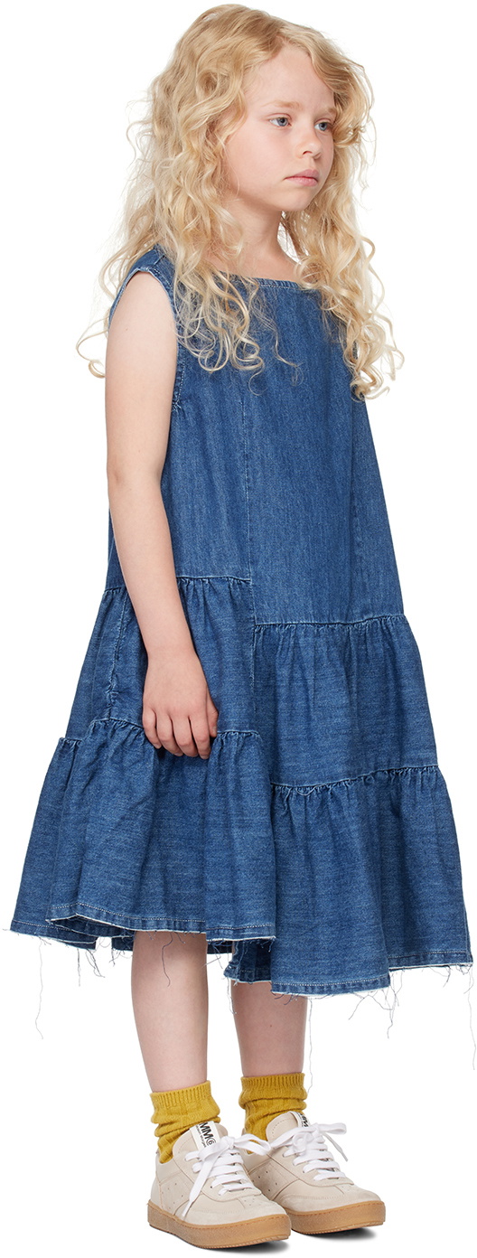 MM6 Maison Margiela Kids Indigo Asymmetric Denim Dress MM6 Maison Margiela