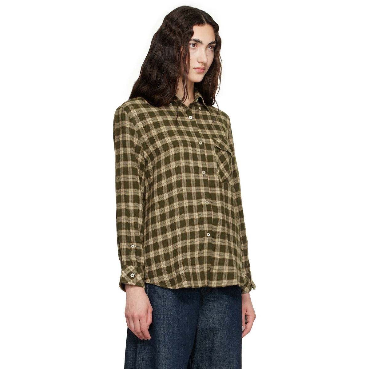 Wales Bonner Brown Brushed Overcheck Ritual Shirt