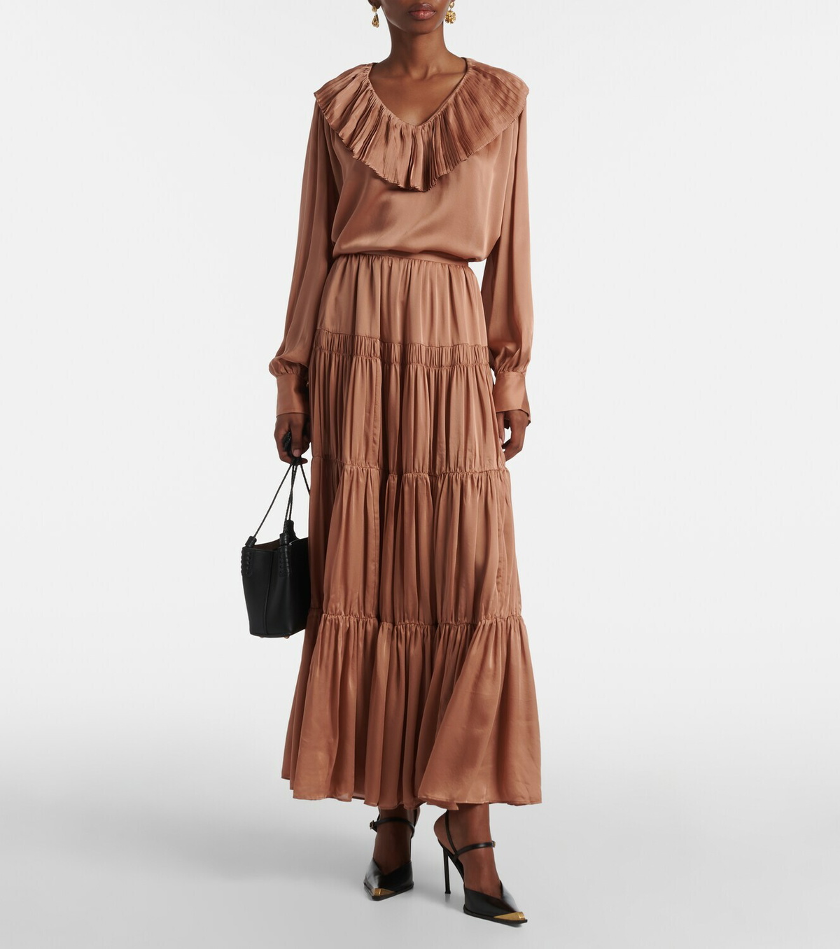 Ulla Johnson Liese pleated silk satin blouse