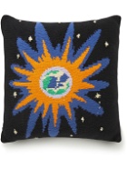 The Elder Statesman - The World Intarsia Cashmere Throw Pillow