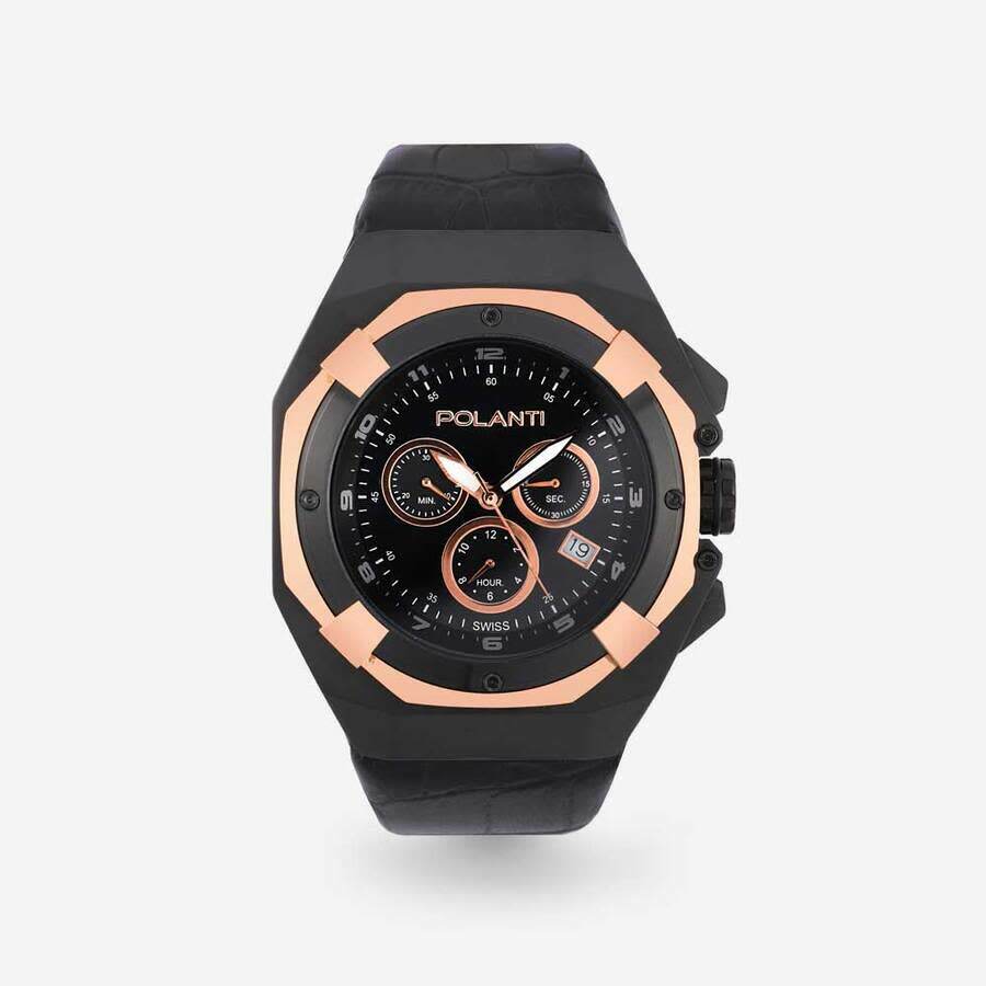 Polanti Valiant Chronograph Quartz Black Dial Mens Watch PLV-2900RG-BK