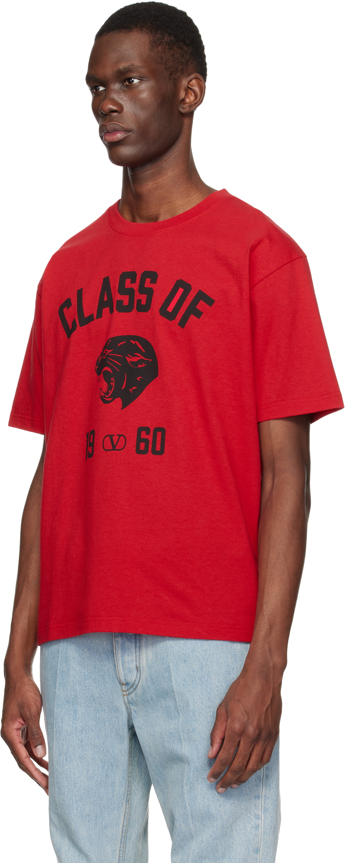 Valentino Black Cotton Panther 'Class of 1960' Print T-shirt