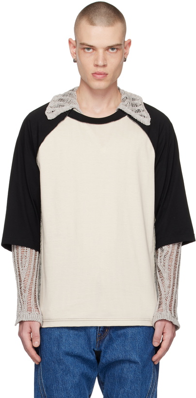 Photo: NVRFRGT Off-White & Black Crewneck Long Sleeve T-Shirt