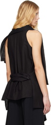 YOHJI YAMAMOTO Black Draped Long Vest