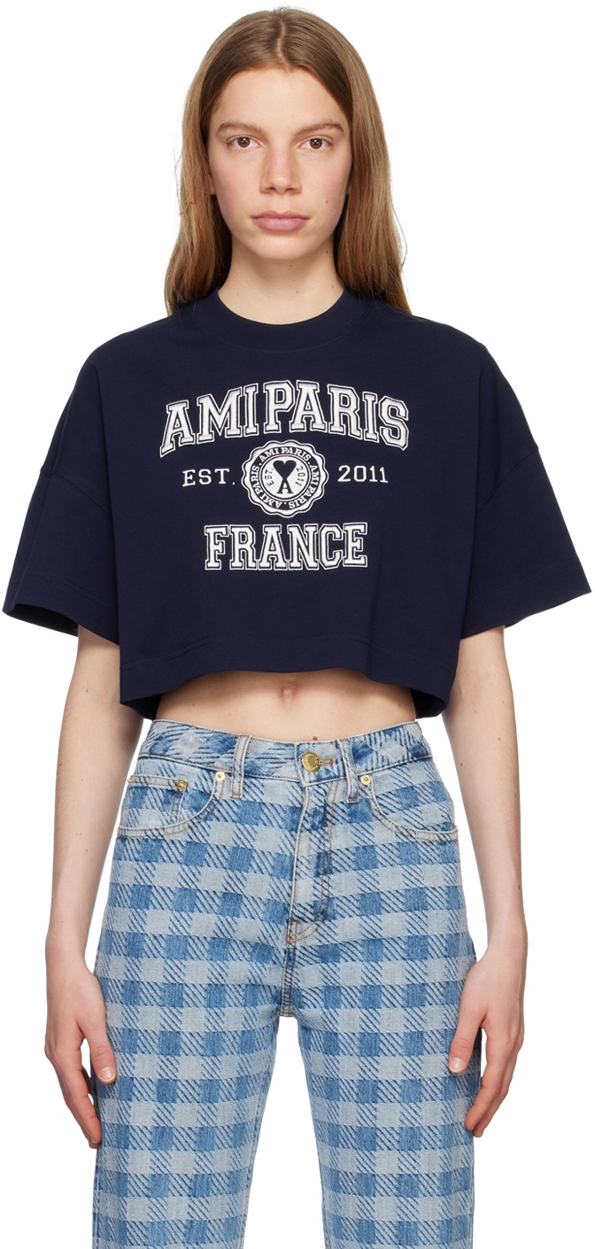 Photo: AMI Alexandre Mattiussi Navy 'Ami Paris France' T-Shirt