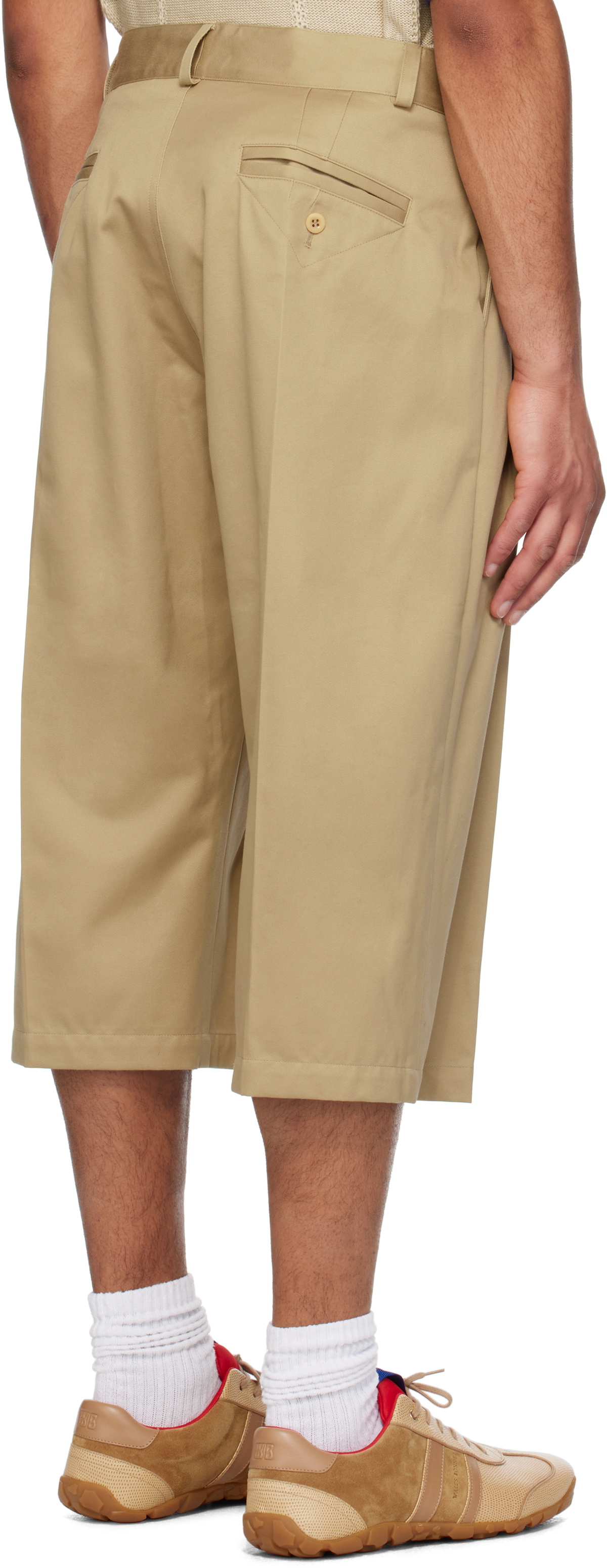 RICE NINE TEN Beige Three Quarter Chinos 2Tuck Shorts