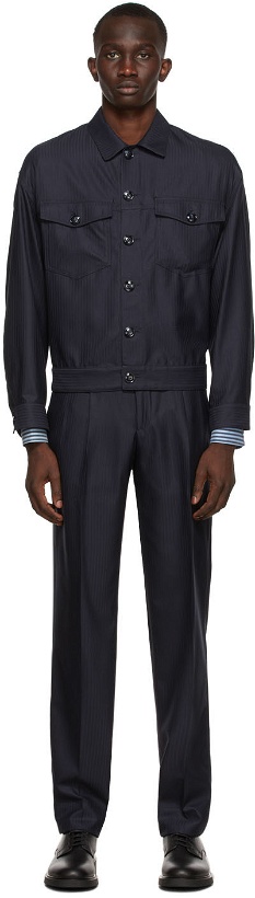 Photo: Giorgio Armani Navy Wool Pinstriped Suit