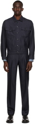 Giorgio Armani Navy Wool Pinstriped Suit