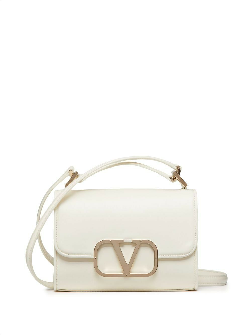 Valentino Garavani Ivory Leather Small Hobo Vlogo Shoulder Bag main image 1