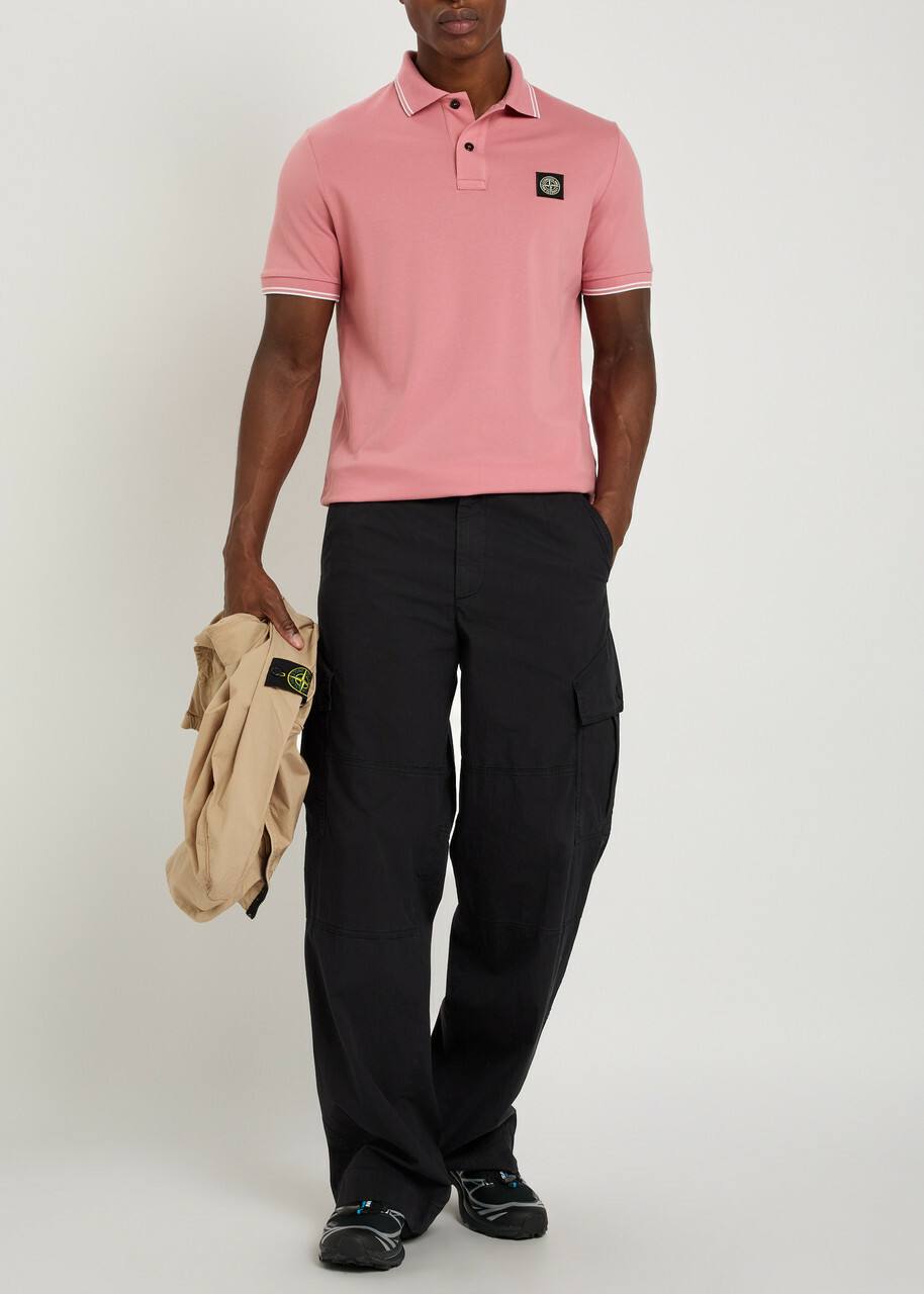 Stone Island Piqué Cotton Polo Shirt Pink