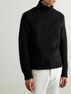 TOM FORD - Brushed Ribbed Mohair and Silk-Blend Rollneck Sweater - Black