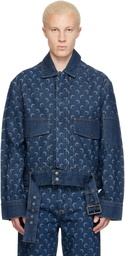 Marine Serre Blue Belted Trucker Denim Jacket