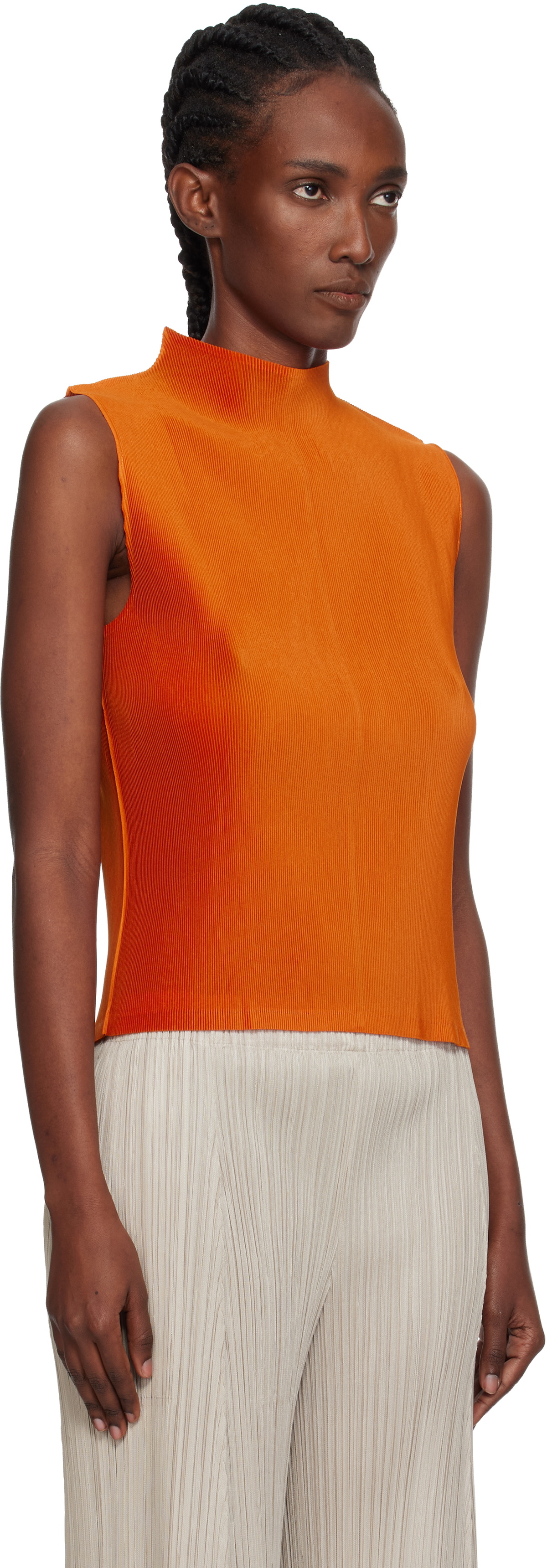 PLEATS PLEASE ISSEY MIYAKE Orange Mist July Tank Top