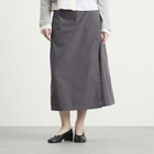 mfpen Women's Classic Wrap Skirt in Mushroom Micro Check Poplin