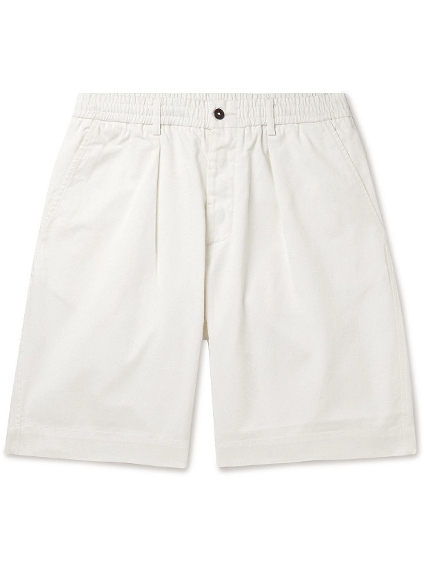 Photo: Universal Works - Straight-Leg Pleated Cotton-Twill Bermuda Shorts - Neutrals