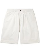 Universal Works - Straight-Leg Pleated Cotton-Twill Bermuda Shorts - Neutrals