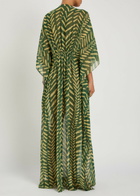 Johanna Ortiz Secret Garden Patterned Georgette Maxi Kaftan Dress Green