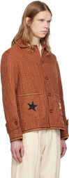 HARAGO Brown Kantha Applique Jacket