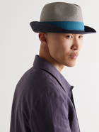 Paul Smith - Grosgrain-Trimmed Two-Tone Straw Trilby Hat - Blue