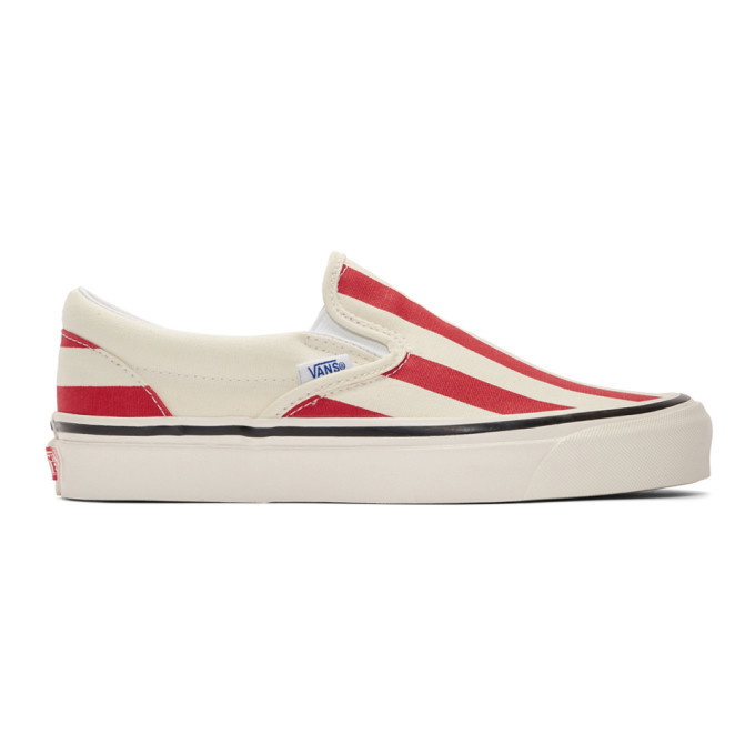 Photo: Vans Red and White Striped Classic 98 DX Slip-On Sneakers