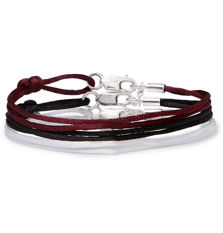 Photo: Rubinacci - Set of Three Silk Ribbon Bracelets - Burgundy