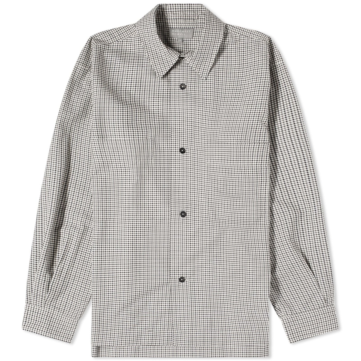Photo: Margaret Howell Men's Two Pocket Check Overshirt in Charcoal/Off-White