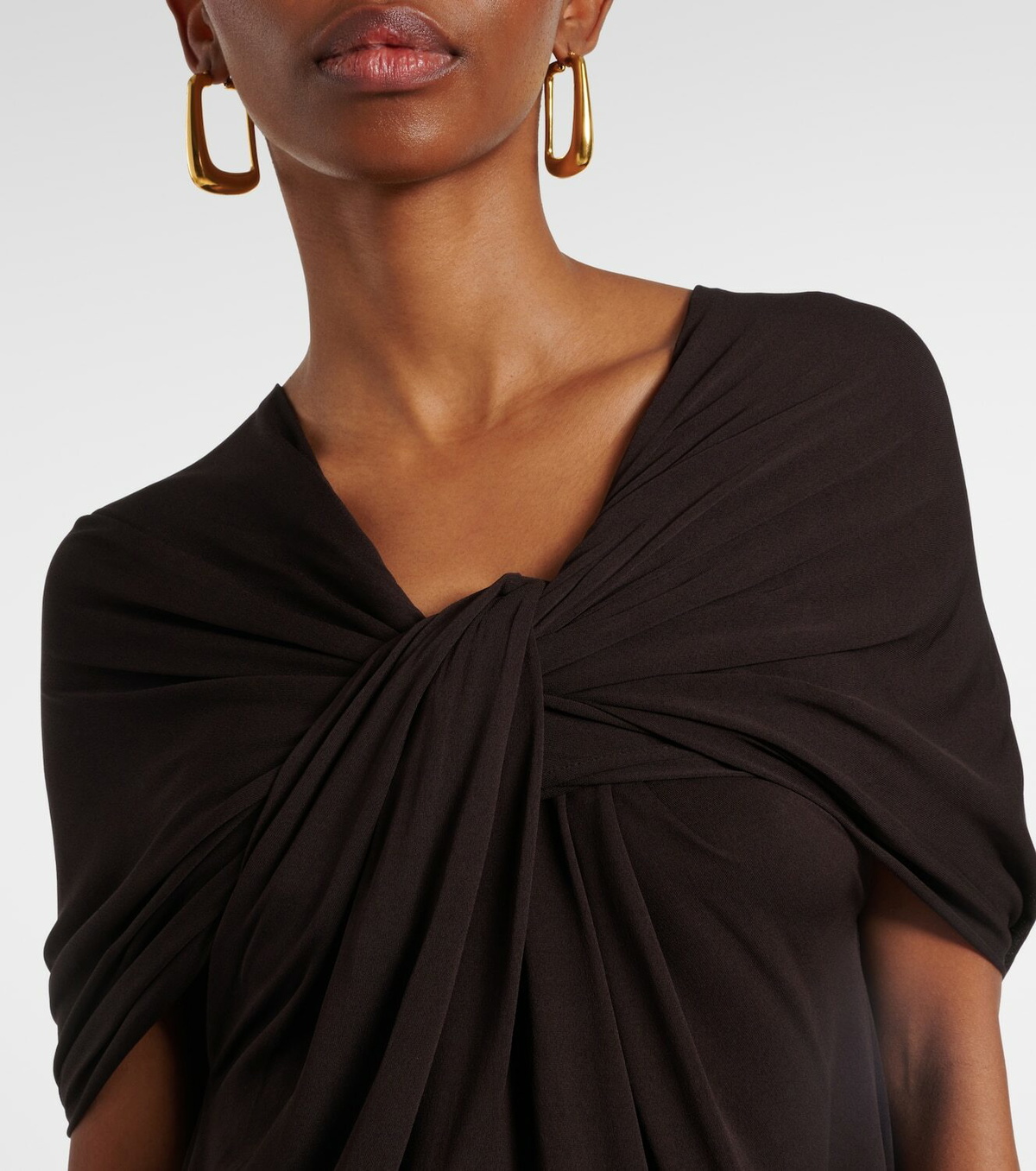【関税&送料込】Jil Sander Crepe Jersey Dress Caped draped crêpe jersey gown in brown - Jil Sander | Mytheresa
