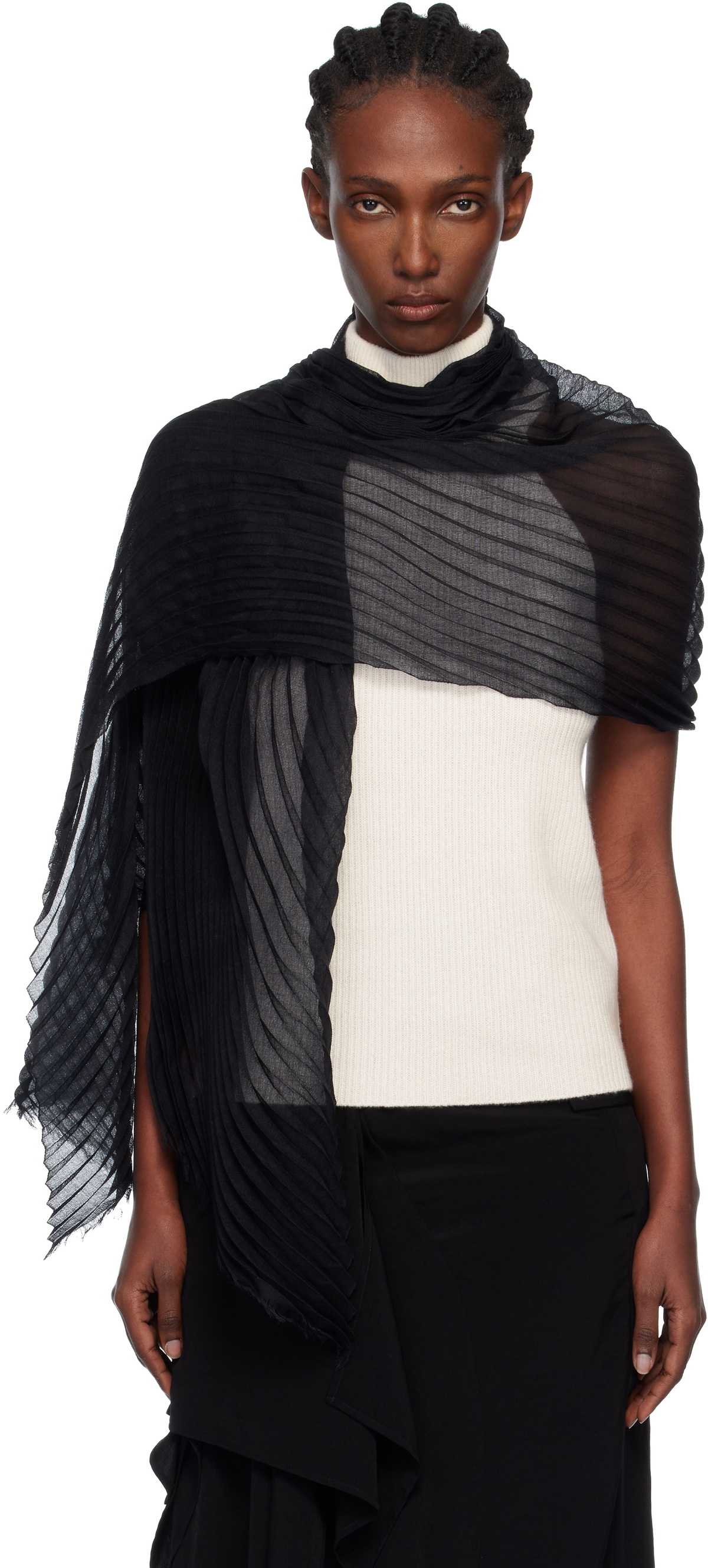issey miyake men ストール　ブラック ISSEY MIYAKE Navy December Generic Stripes Stole Scarf Issey