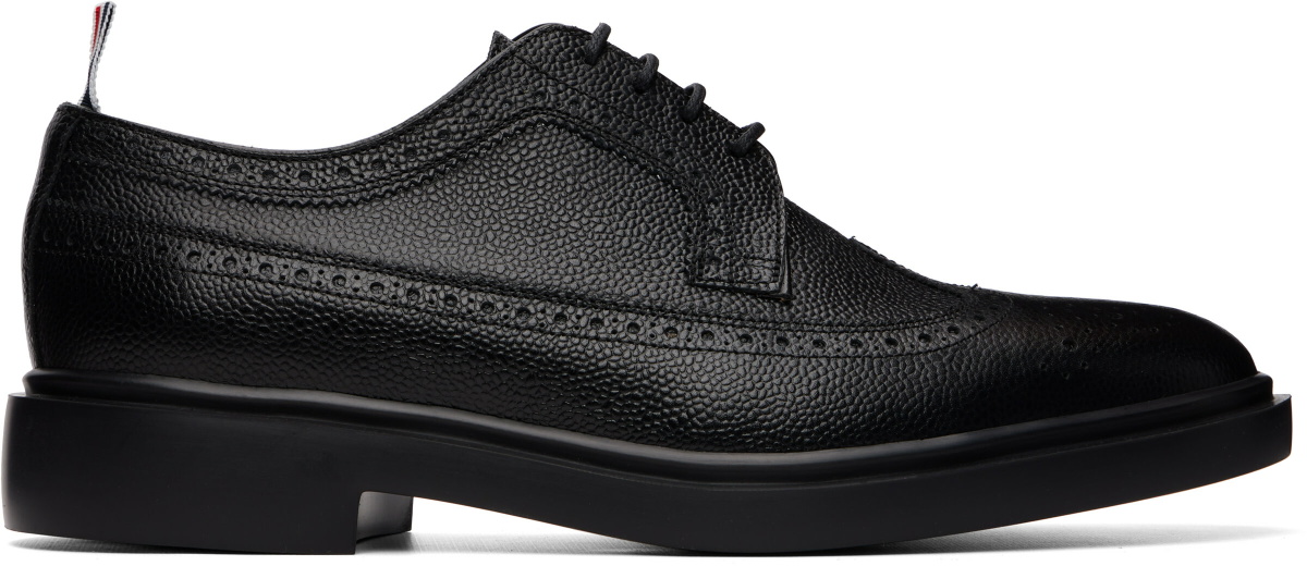 Thom Browne Black Pebble Grain Longwing Brogues