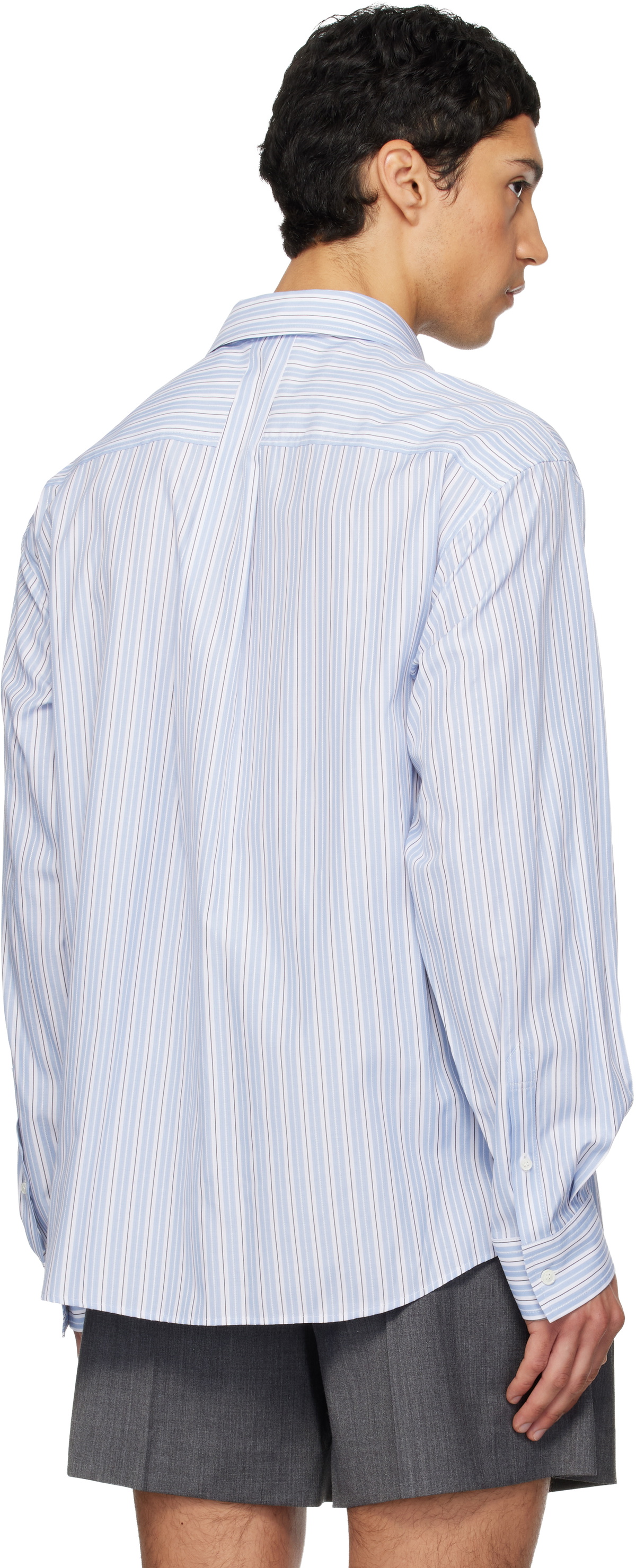 We11done Blue Striped Basic Shirt