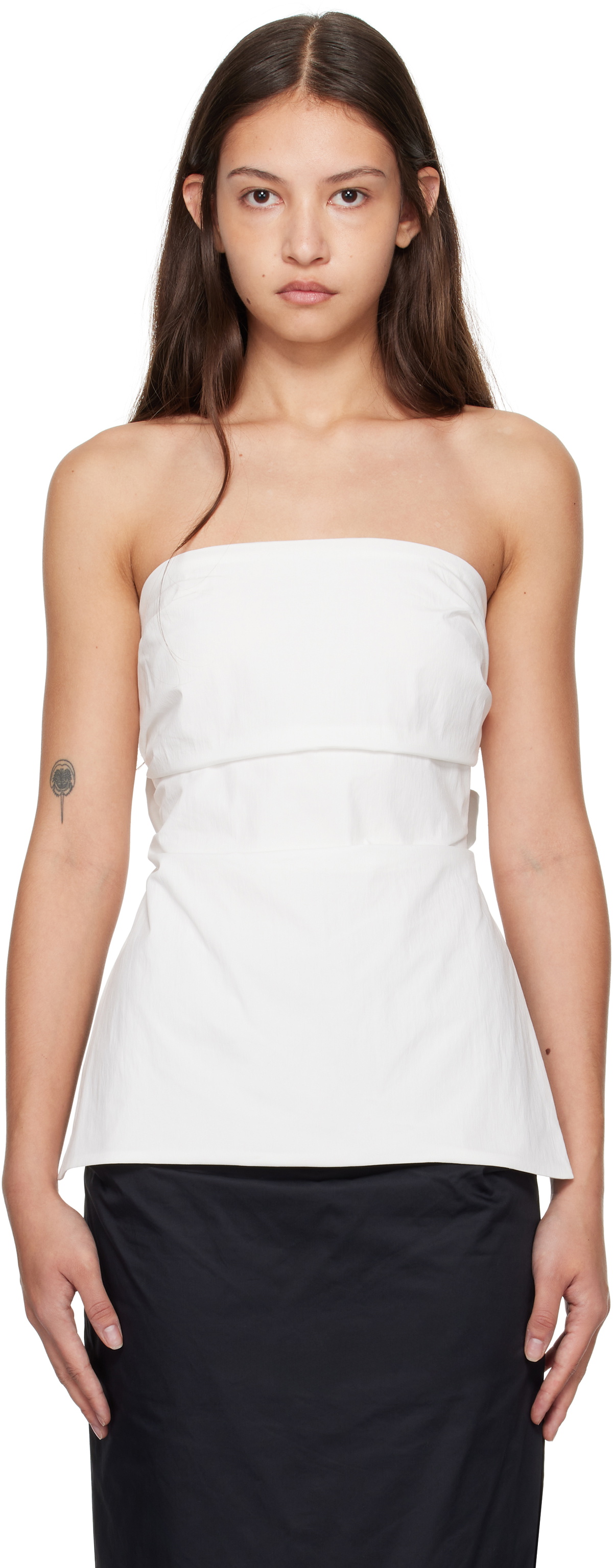 St. Agni White Strapless Tie Back Tank Top