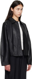 St. Agni Black Cocoon Leather Jacket