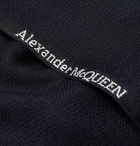 Alexander McQueen - Logo-Embroidered Cashmere and Silk-Blend Jacquard Scarf - Men - Midnight blue