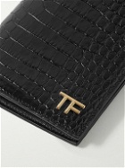 TOM FORD - Croc-Effect Glossed-Leather Passport Holder