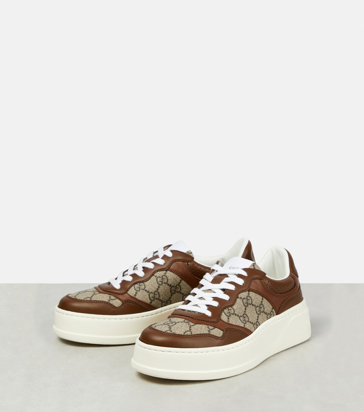 Gucci GG Supreme canvas leather-trimmed sneakers Gucci