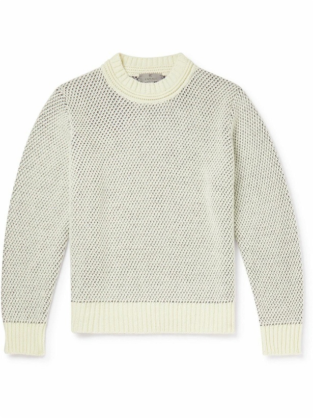 Photo: Canali - Honeycomb-Knit Wool-Blend Sweater - Neutrals