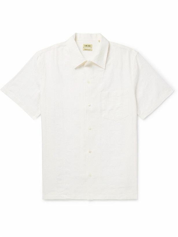 Photo: De Bonne Facture - Convertible-Collar Embroidered Cotton and Linen-Blend Shirt - White