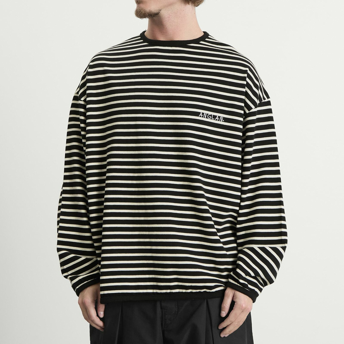 Anglan Men's Striped Long Sleeve in Black