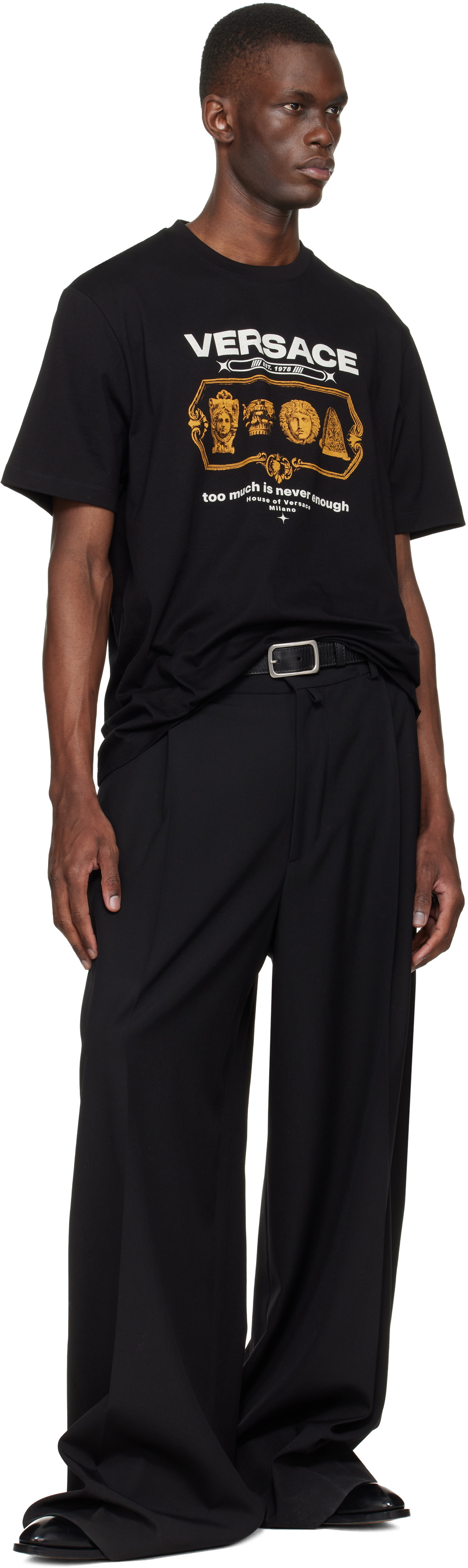 Versace Black Compact Cotton-Jersey T-shirt