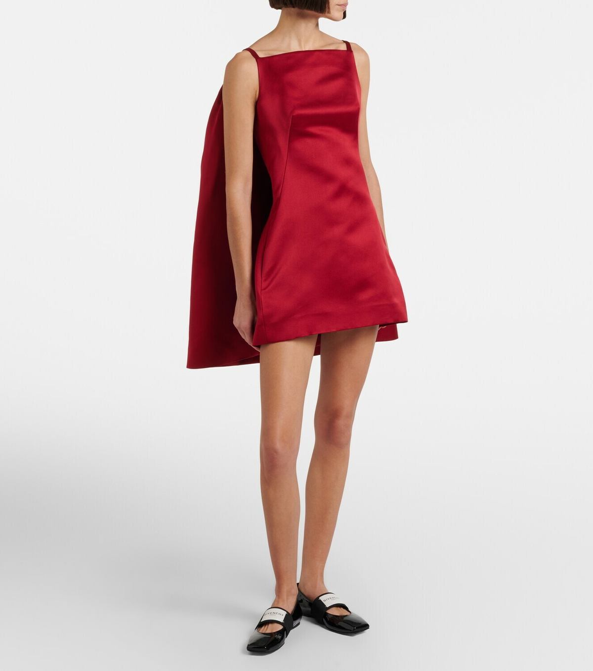 Givenchy Sliced caped silk duchess satin minidress