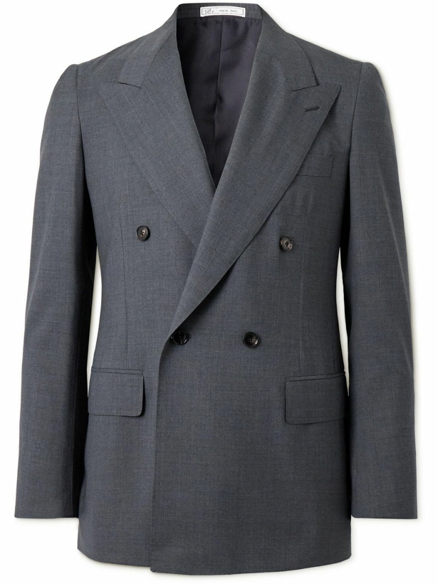 Photo: UMIT BENAN B - Double-Breasted Wool Suit Jacket - Gray