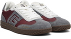 BALMAIN Gray & Burgundy 'Balmain Swan' Sneakers