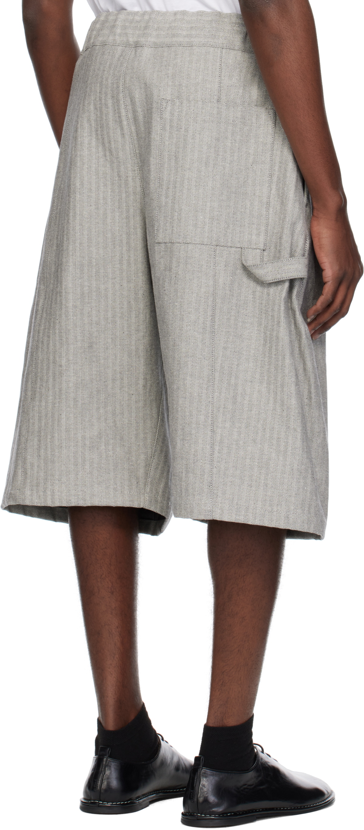 SAGE NATION Gray Box Pleat Denim Shorts SAGE NATION