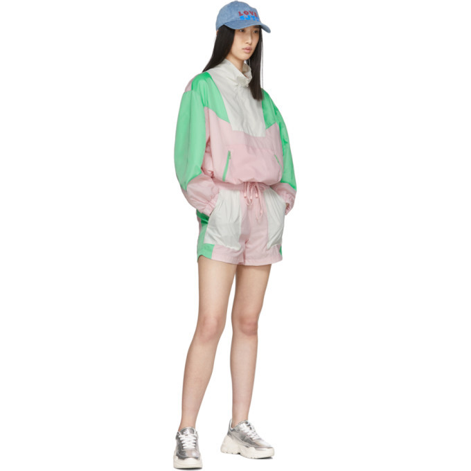 SJYP Pink and Green Colorblock Windbreaker Jacket