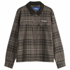 Awake NY Men's Plaid Flannel Zip Overshirt in Brown