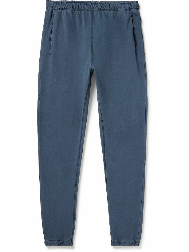 Photo: Onia - Tapered Garment-Dyed Cotton-Blend Jersey Sweatpants - Blue