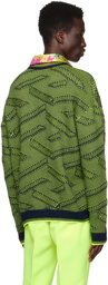 Versace Green 'La Greca' Sweater