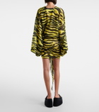 The Attico Animal-print cotton muslin minidress