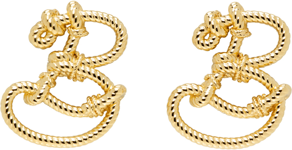 Burberry Gold Large Nautical Knot Stud Earrings
